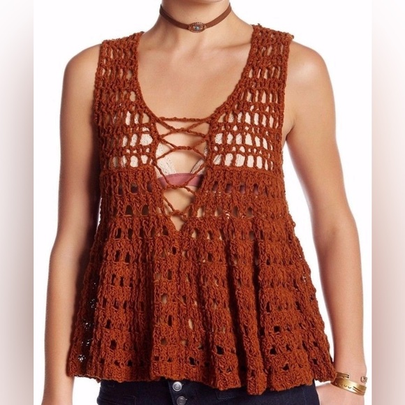 Free People Tops - Free People Crotchet Top color Rust in size Small